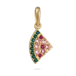 Elli "Anhänger Pizzastück | Glas Kristalle (Rosa & Grün & Pink)< Vergoldet|Anhänger & Charms