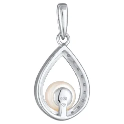 Elli "Anhänger Tropfen | Süßwasserperle, Zirkonia (Weiß)< Perlen|Anhänger & Charms