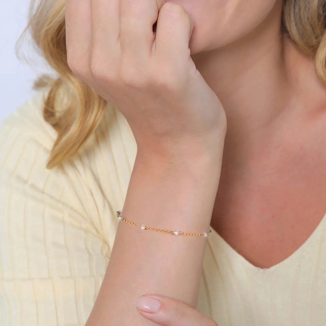 Elli "Armband | Kristall ( Weiß )< Armbänder|Vergoldet
