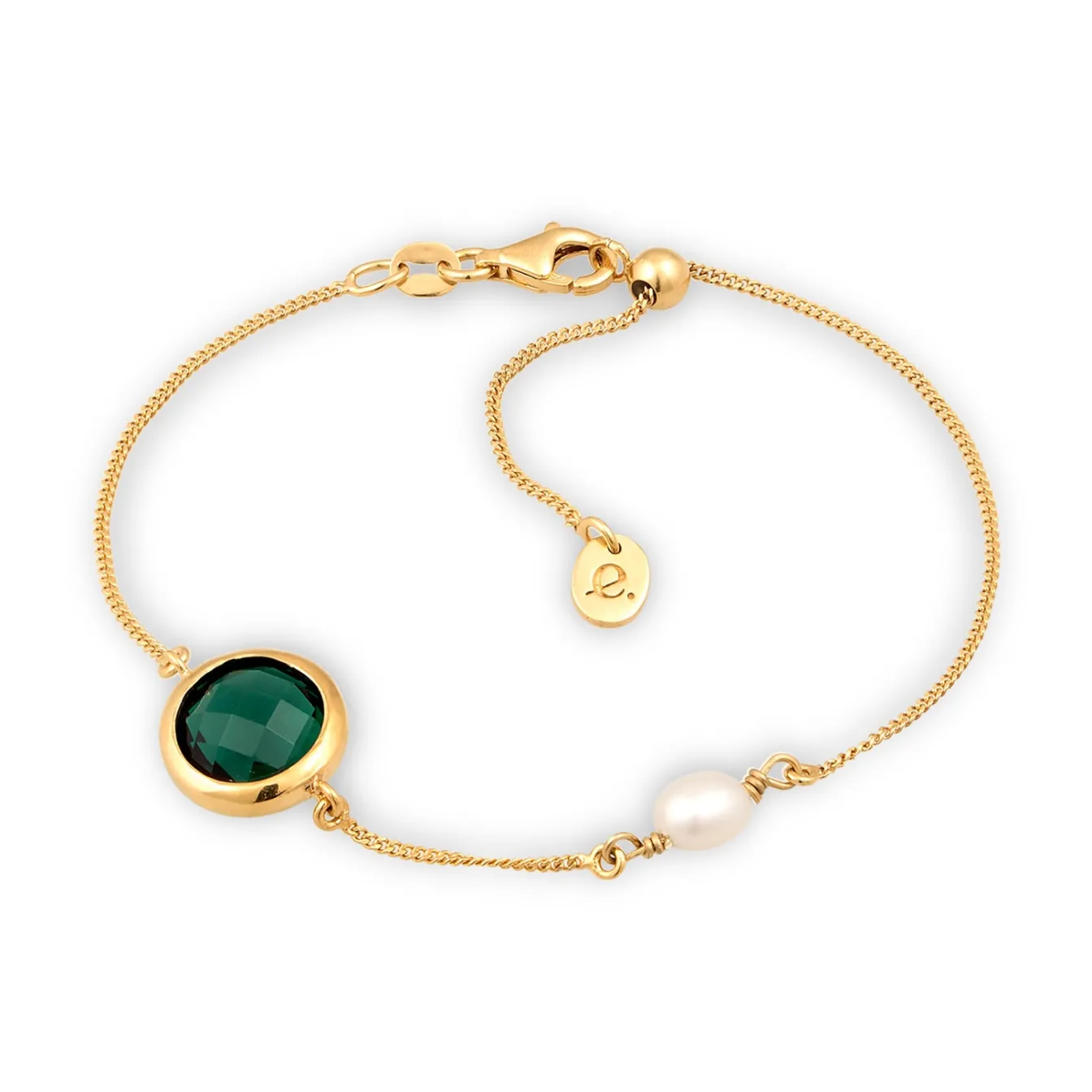 Elli "Armband | Quarz (Grün) & Süßwasserperle< Vergoldet|Perlen