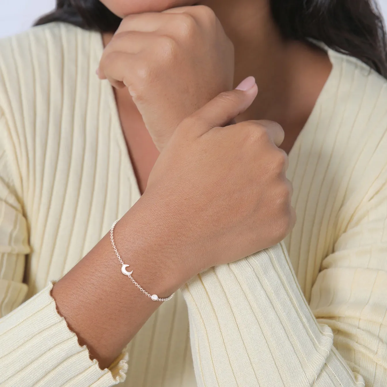 Elli "Armband Astro | Mondstein ( Weiß )< Roségold|Symbol-schmuck