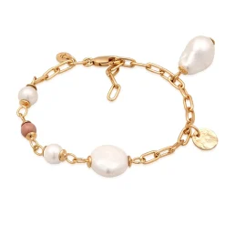 Elli "Armband Barock | Perlen & Rhodonit (Rosa)< Vergoldet|Perlen