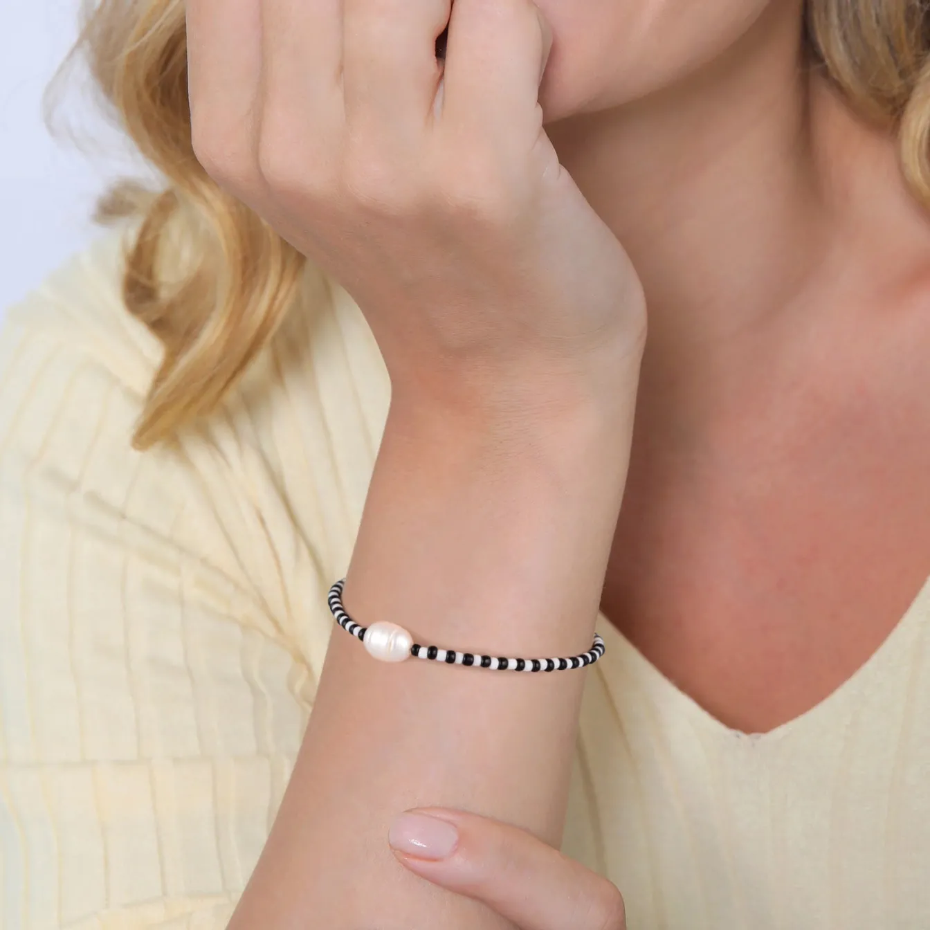 Elli "Armband Beads Schwarz-Weiß | Süßwasserzuchtperle< Letzte Chance|Perlen