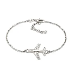 Elli "Armband Flugzeug | Glas Kristalle (Weiß)< Vergoldet|Symbol-schmuck