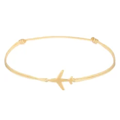 Elli "Armband Flugzeug Anhänger | Nylon (Grau)< Vergoldet|Symbol-schmuck