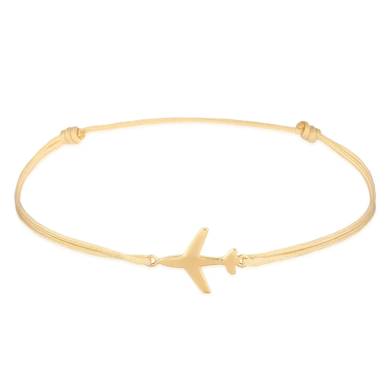 Elli "Armband Flugzeug Anhänger | Nylon (Grau)< Vergoldet|Symbol-schmuck