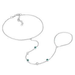 Elli "Armband Handchain | Kristalle (Grün)< Armbänder|Vergoldet