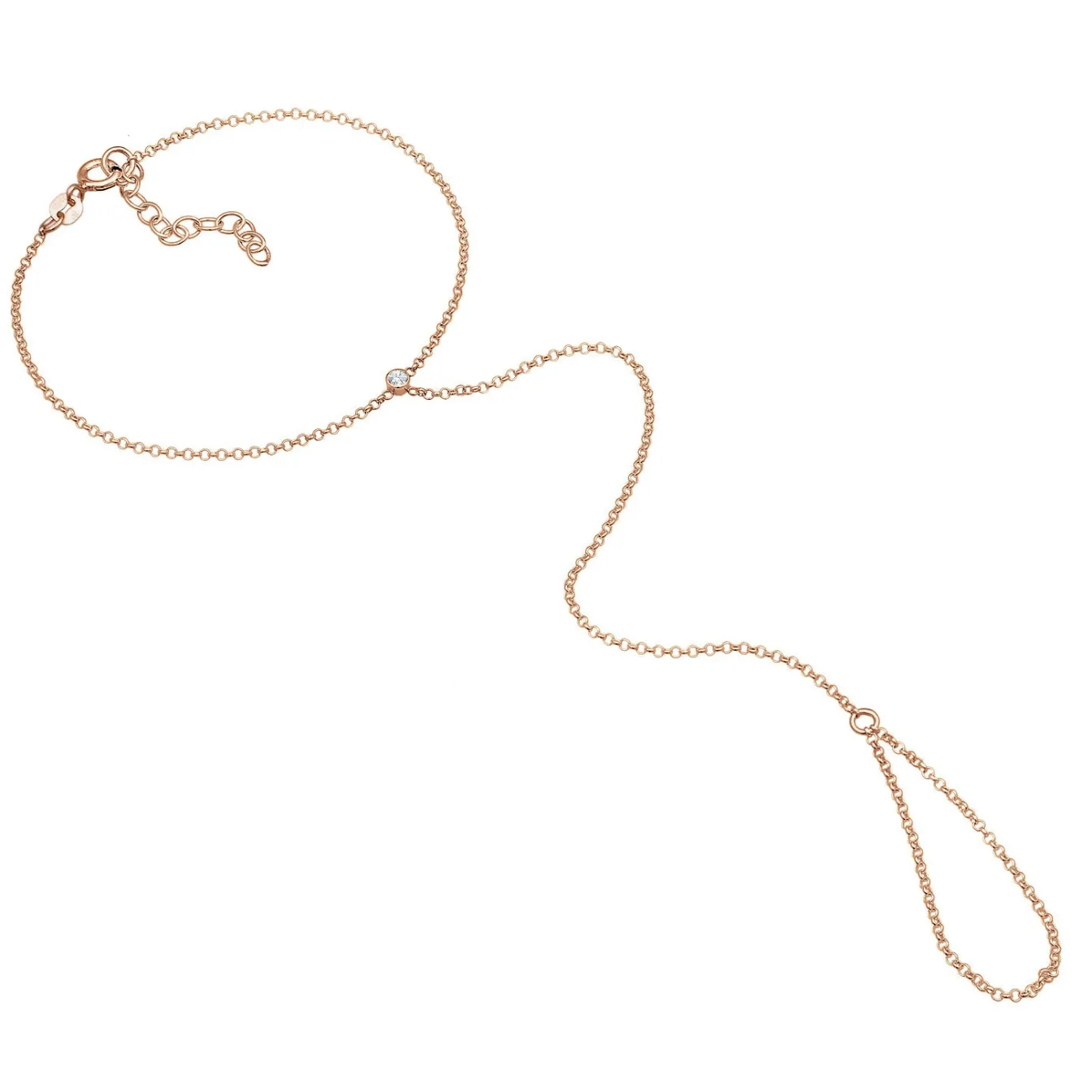 Elli "Armband Handchain | Kristall (Weiß)< Roségold|Armbänder