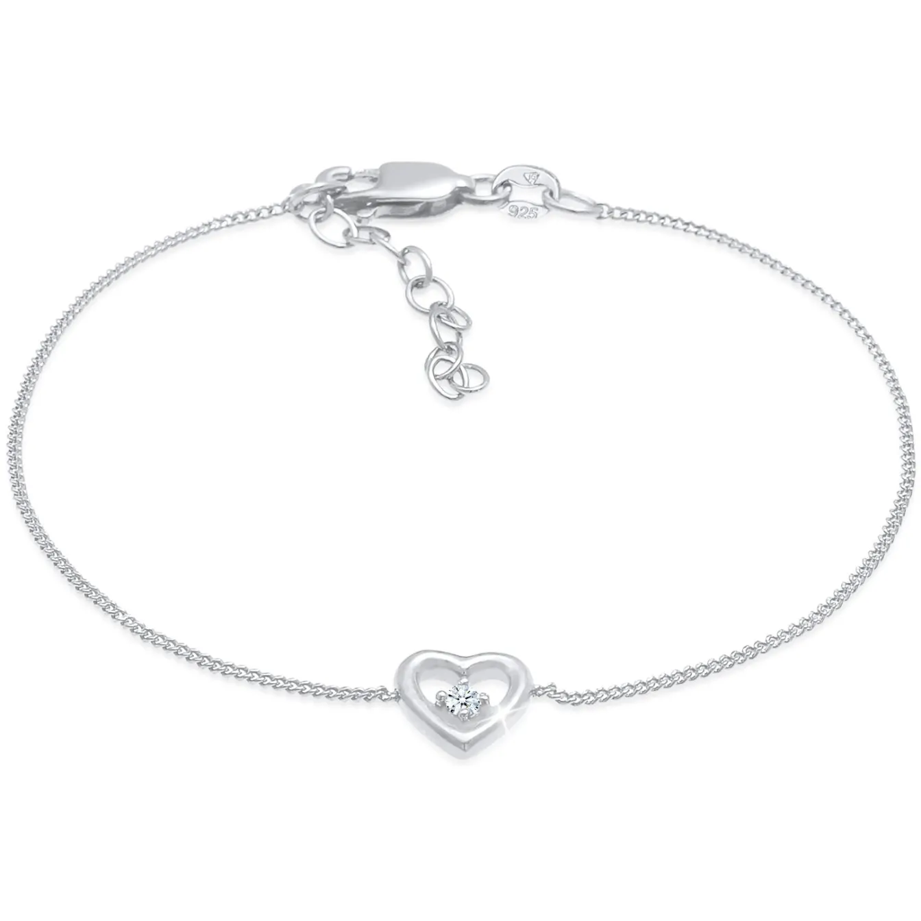 Elli "Armband Herz | Diamant ( Weiß, 0,03 ct )< Silber|Symbol-schmuck