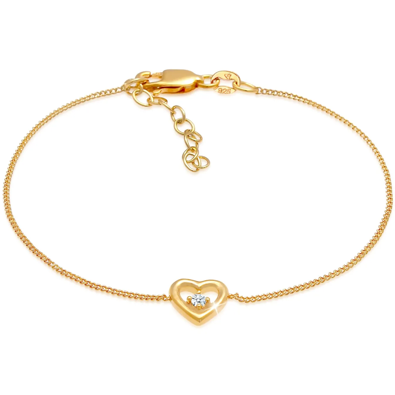 Elli "Armband Herz | Diamant ( Weiß, 0,03 ct )< Silber|Symbol-schmuck