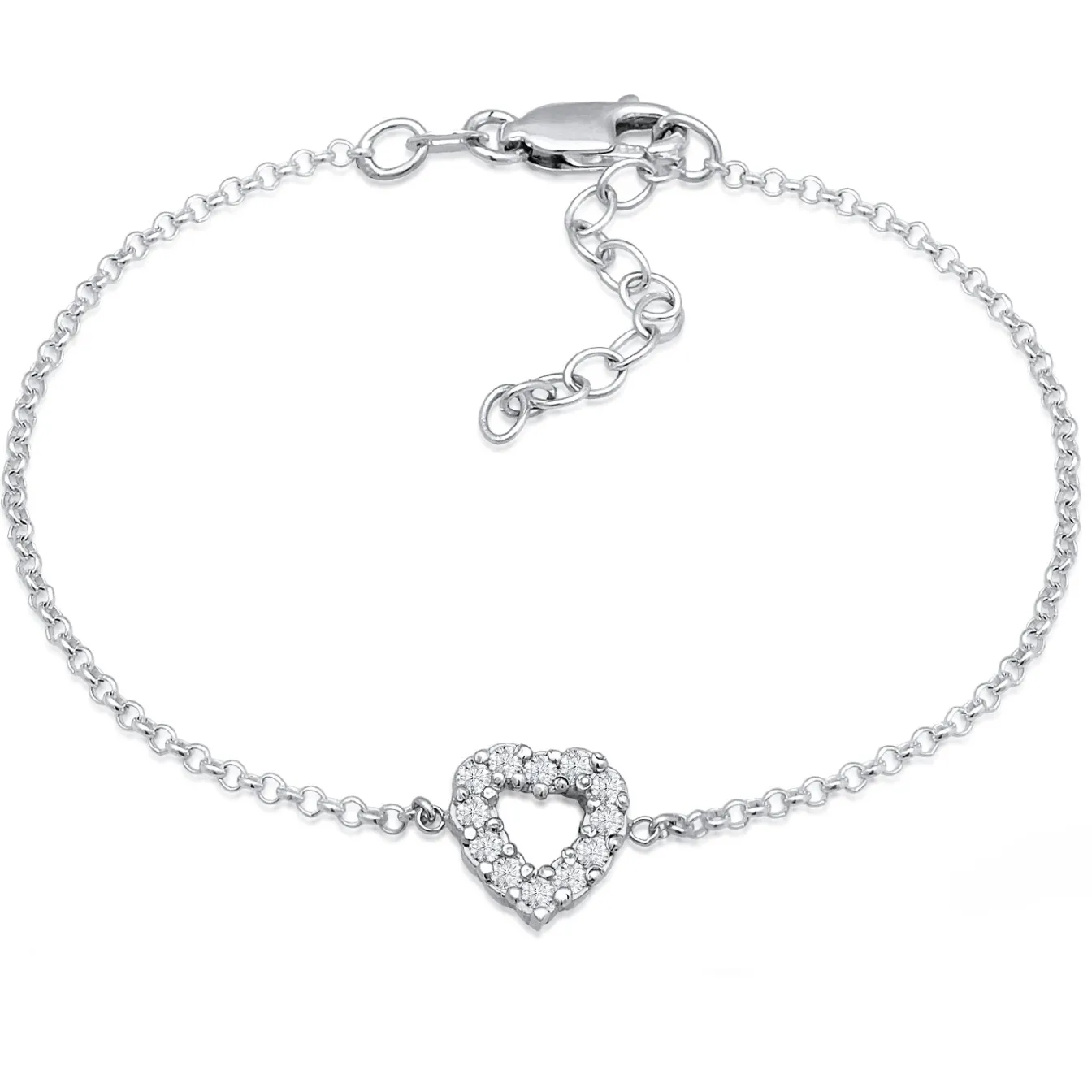 Elli "Armband Herz Anhänger | Laborgezüchteter Diamant (Weiß, 0.18)< Vergoldet|Symbol-schmuck