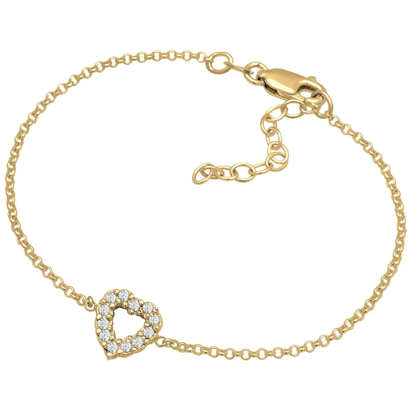 Elli "Armband Herz Anhänger | Laborgezüchteter Diamant (Weiß, 0.18)< Vergoldet|Symbol-schmuck