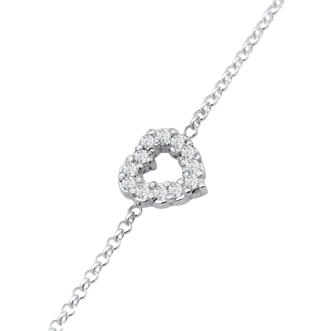 Elli "Armband Herz Anhänger | Laborgezüchteter Diamant (Weiß, 0.18)< Vergoldet|Symbol-schmuck