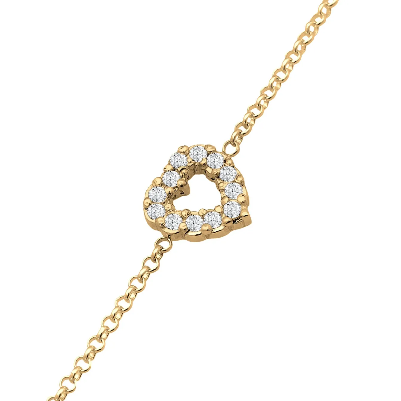 Elli "Armband Herz Anhänger | Laborgezüchteter Diamant (Weiß, 0.18)< Vergoldet|Symbol-schmuck