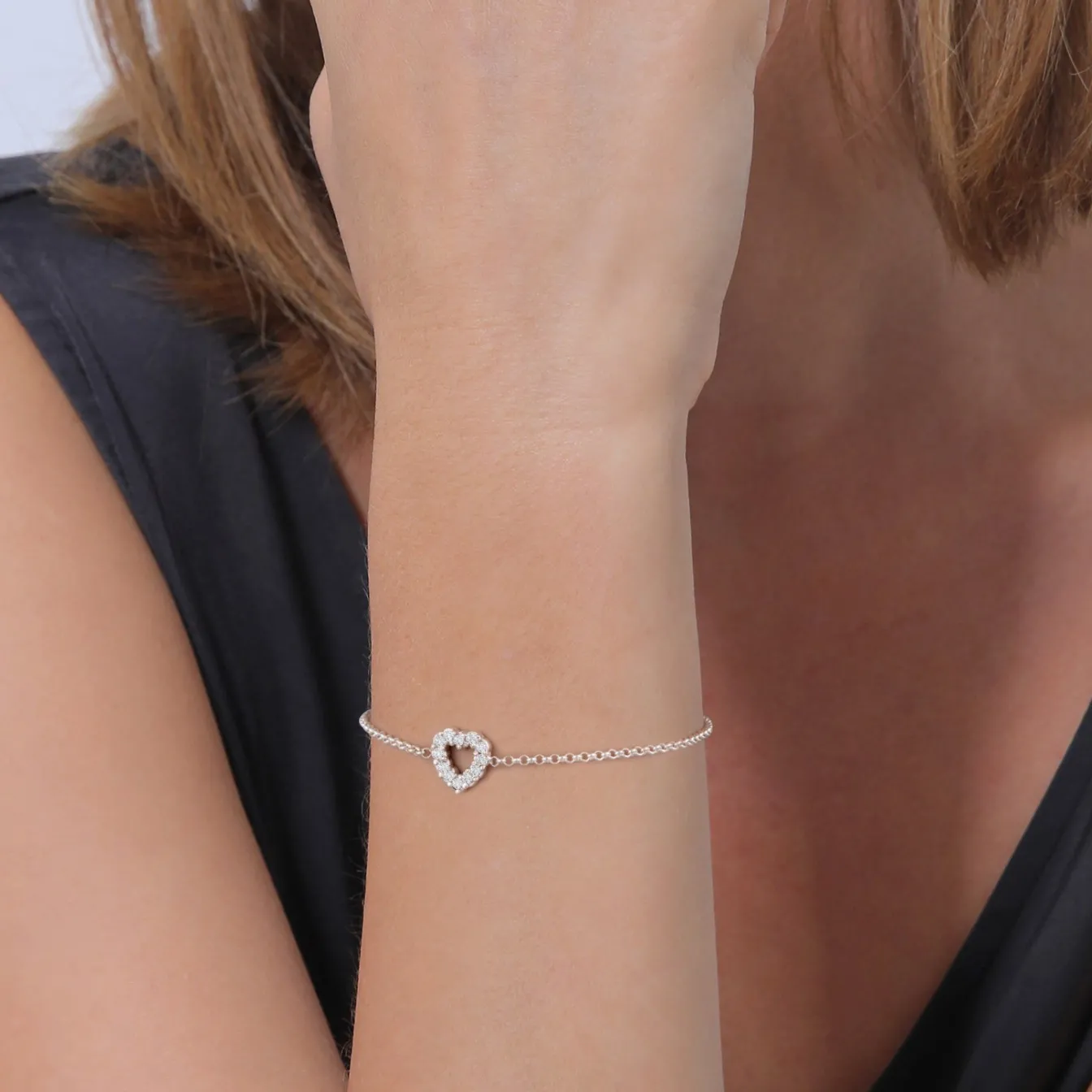 Elli "Armband Herz Anhänger | Laborgezüchteter Diamant (Weiß, 0.18)< Vergoldet|Symbol-schmuck