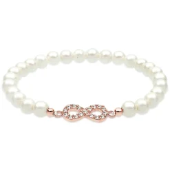 Elli "Armband Infinity | Perle, Kristall ( Weiß )< Roségold|Vergoldet