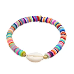 Elli "Armband Kauri Muschel | Heishi Perlen (Bunt)< Perlen|Armbänder