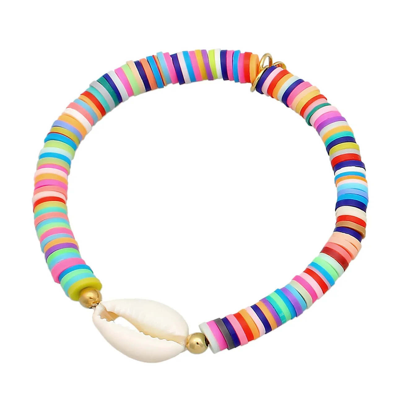 Elli "Armband Kauri Muschel | Heishi Perlen (Bunt)< Perlen|Armbänder