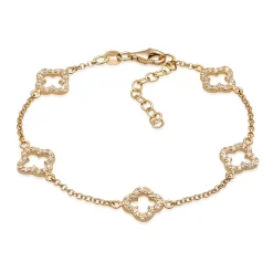 Elli "Armband Kleeblatt | Zirkonia (Weiß)< Vergoldet|Symbol-schmuck