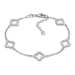 Elli "Armband Kleeblatt | Zirkonia (Weiß)< Vergoldet|Symbol-schmuck