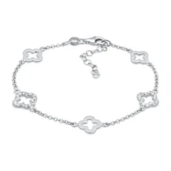 Elli "Armband Kleeblatt | Zirkonia (Weiß)< Vergoldet|Symbol-schmuck