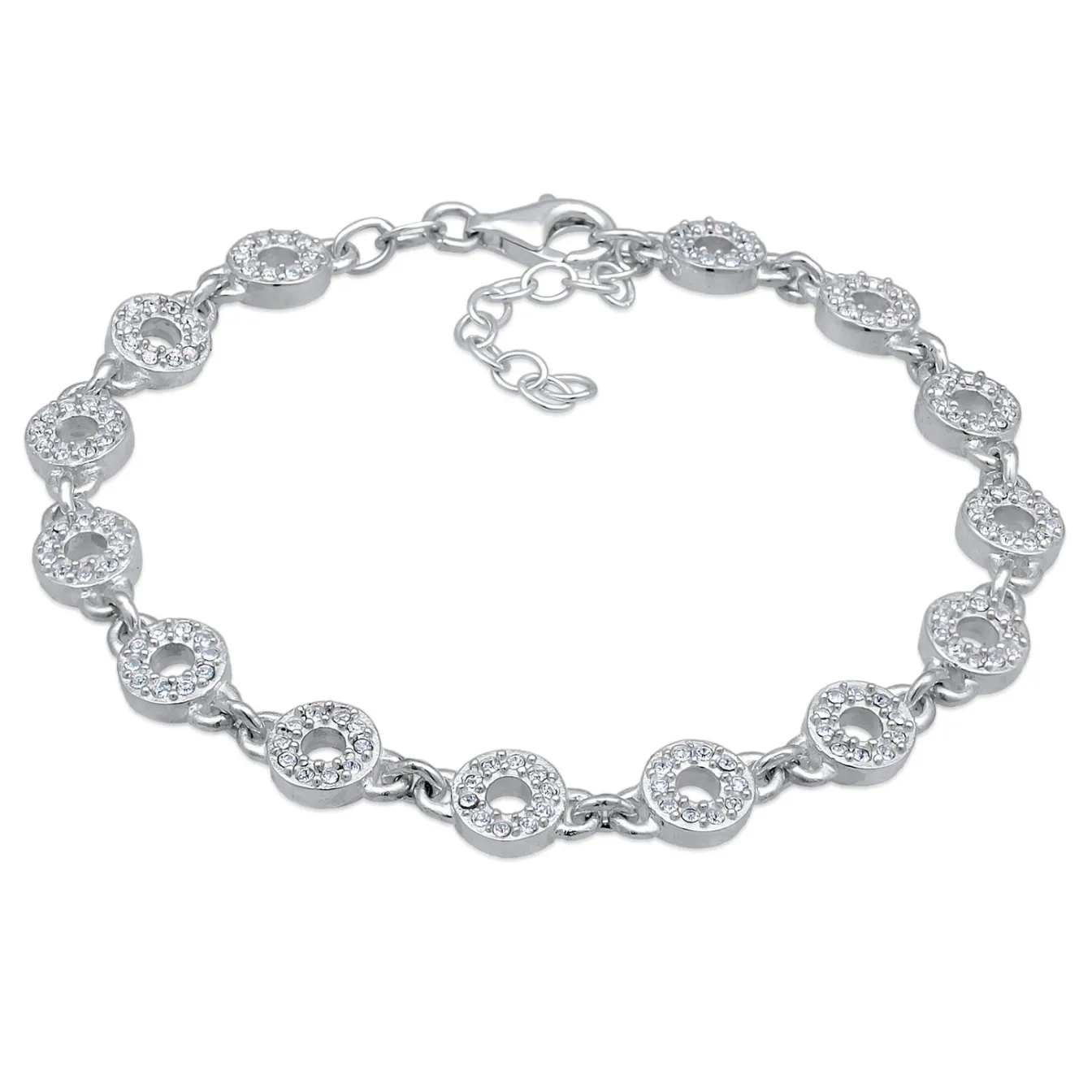Elli "Armband Kreis Elegant | Kristalle (Weiß)< Armbänder|Silber