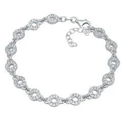 Elli "Armband Kreis Elegant | Kristalle (Weiß)< Armbänder|Silber