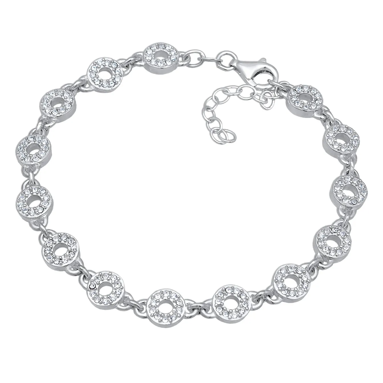 Elli "Armband Kreis Elegant | Kristalle (Weiß)< Armbänder|Silber