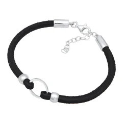 Elli "Armband Kreis Geo | Synth. Leder< Armbänder|Silber