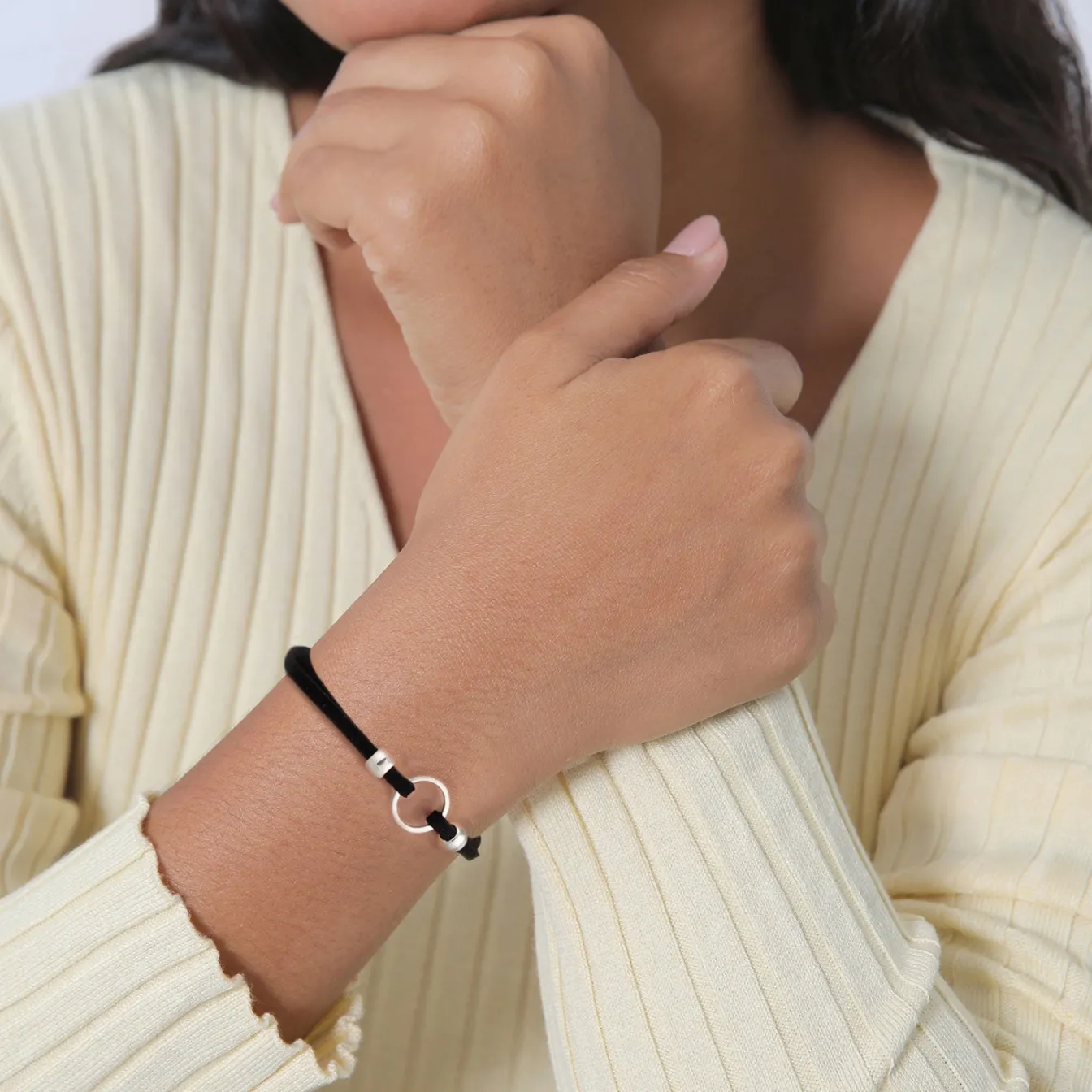 Elli "Armband Kreis Geo | Synth. Leder< Armbänder|Silber