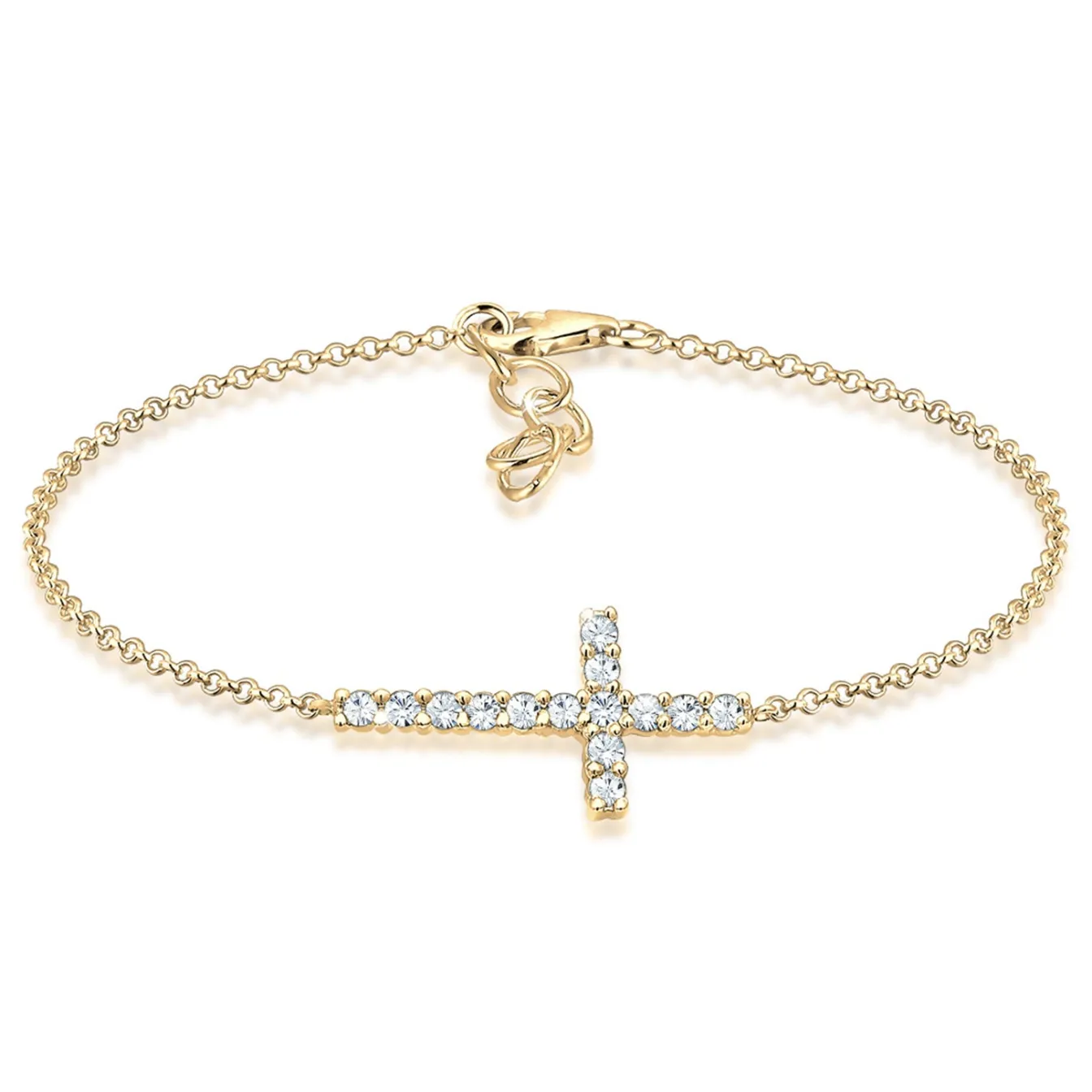 Elli "Armband Kreuz | Kristall (Weiß)< Silber|Symbol-schmuck