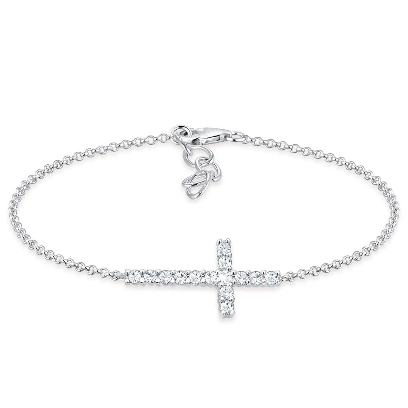 Elli "Armband Kreuz | Kristall (Weiß)< Silber|Symbol-schmuck