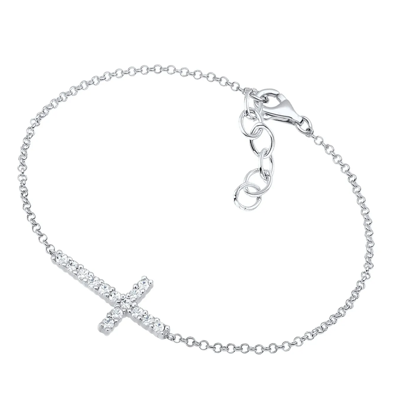 Elli "Armband Kreuz | Kristall (Weiß)< Silber|Symbol-schmuck