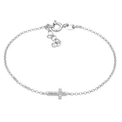 Elli "Armband Kreuz | Zirkonia (Weiß)<Kinder Symbol-schmuck|Kinderschmuck