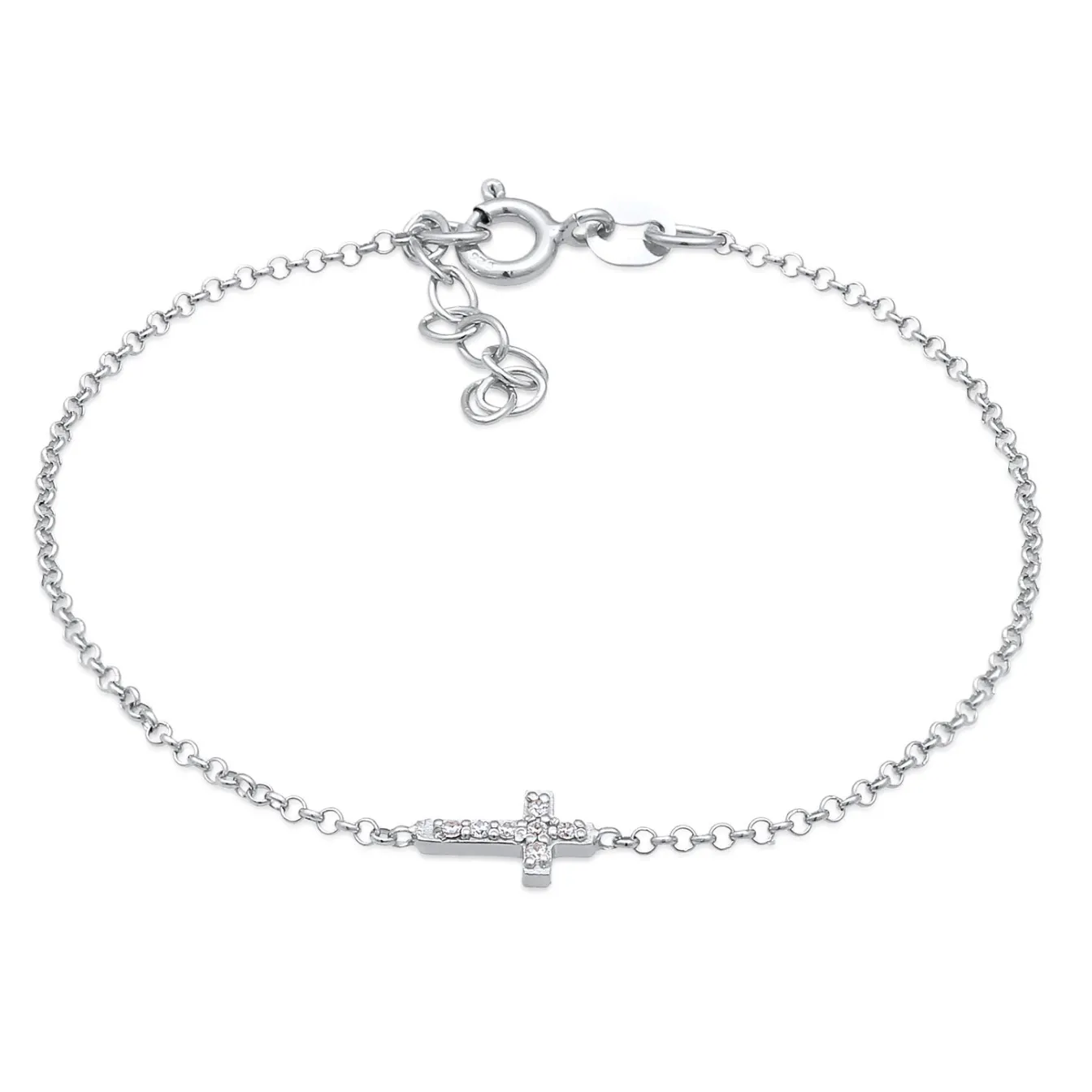 Elli "Armband Kreuz | Zirkonia (Weiß)<Kinder Symbol-schmuck|Kinderschmuck
