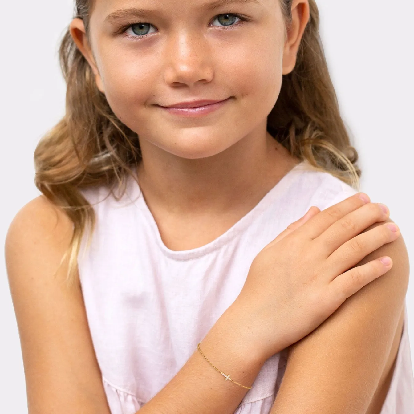Elli "Armband Kreuz | Zirkonia (Weiß)<Kinder Symbol-schmuck|Kinderschmuck