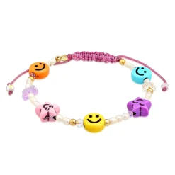 Elli "Armband mit Smiling Face Beads | Süßwasserperlen, Nylon< Symbol-schmuck|Perlen