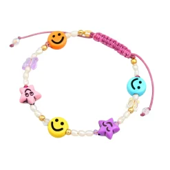 Elli "Armband mit Smiling Face Beads | Süßwasserperlen, Nylon< Symbol-schmuck|Perlen