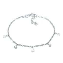 Elli "Armband Mond Stern | Kristall (Weiß)<Kinder Symbol-schmuck|Kinderschmuck