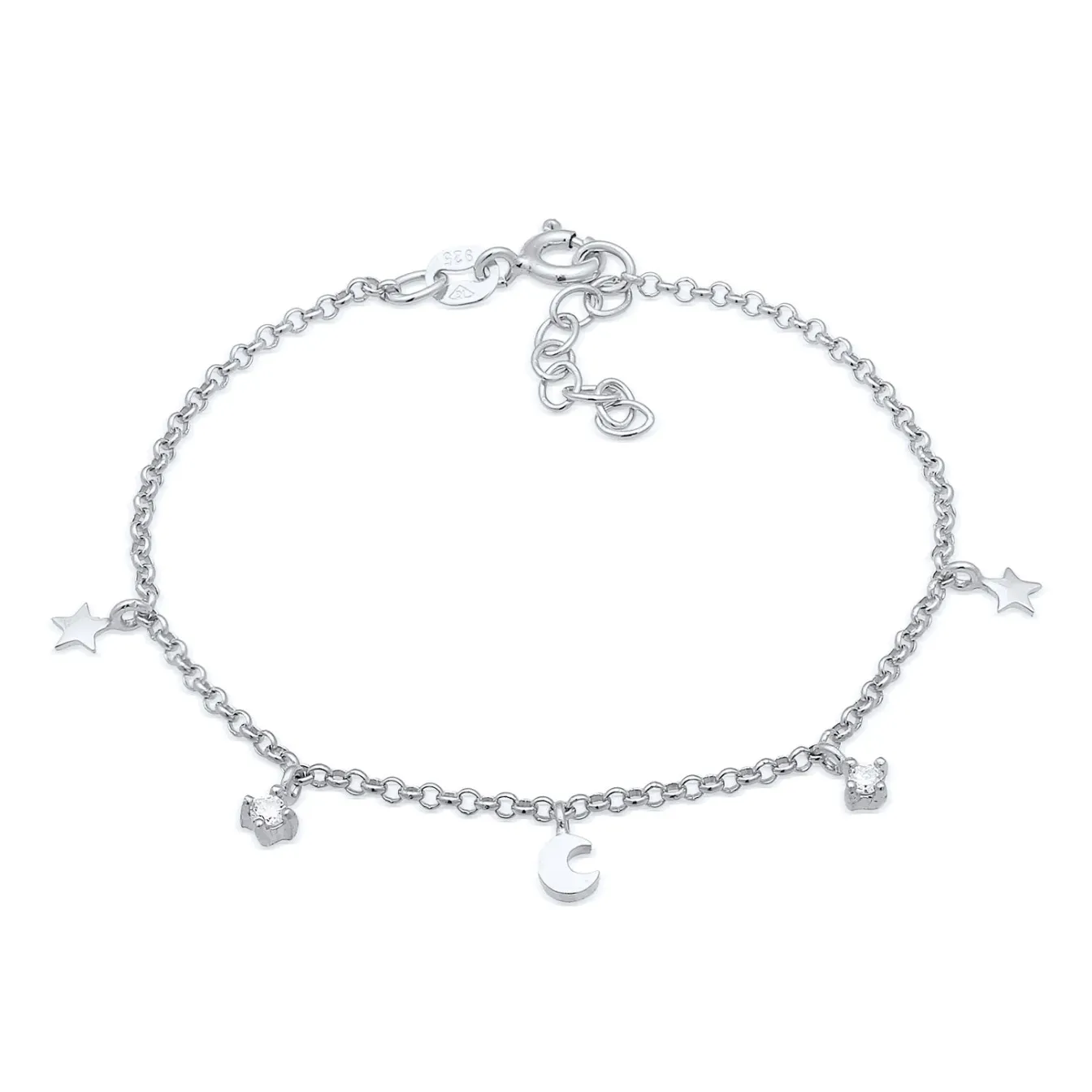 Elli "Armband Mond Stern | Kristall (Weiß)<Kinder Symbol-schmuck|Kinderschmuck