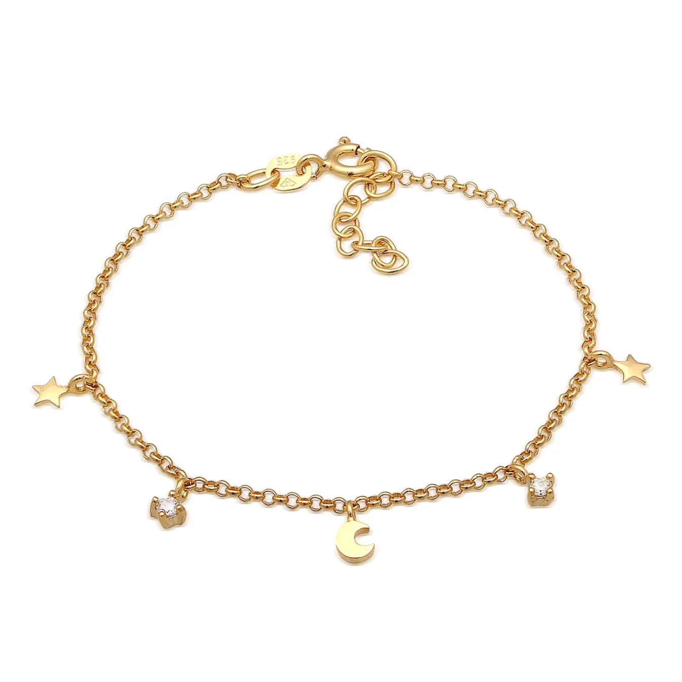 Elli "Armband Mond Stern | Kristall (Weiß)<Kinder Symbol-schmuck|Kinderschmuck