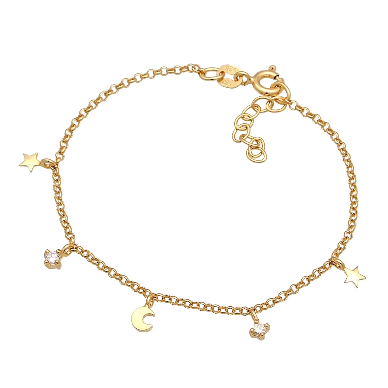 Elli "Armband Mond Stern | Kristall (Weiß)<Kinder Symbol-schmuck|Kinderschmuck