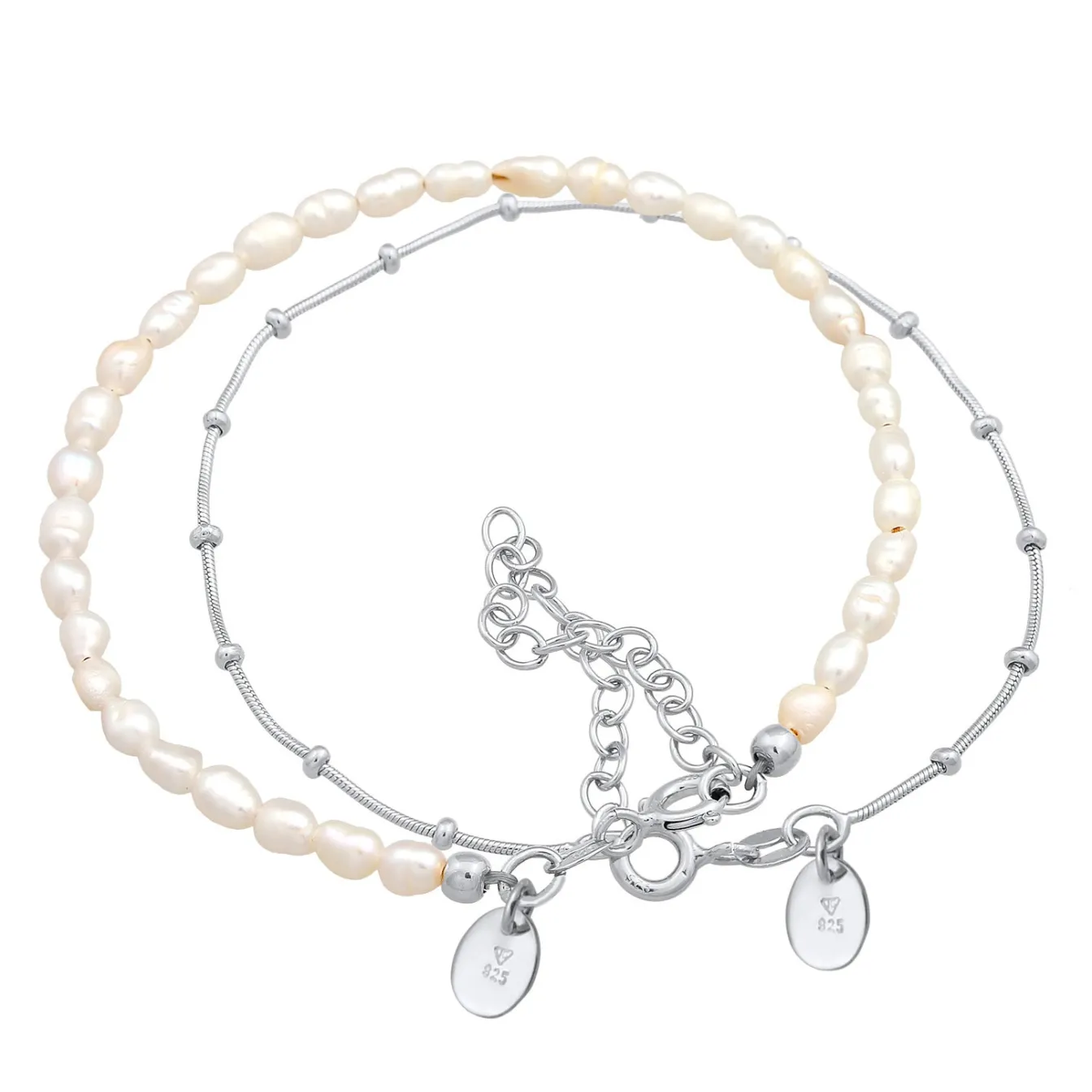 Elli "Armband Set Kugelkette | Süßwasserperle< Hochzeit|Perlen