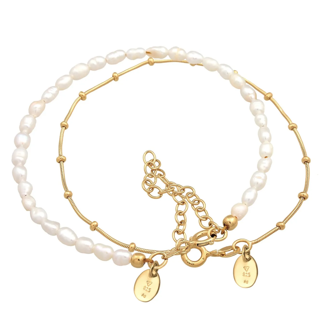 Elli "Armband Set Kugelkette | Süßwasserperle< Hochzeit|Perlen