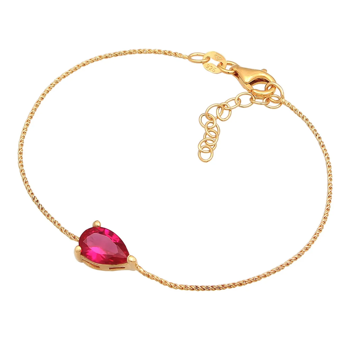 Elli "Armband Solitär | Synth. Rubin (Rot)< Edelsteine|Armbänder
