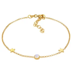 Elli "Armband Sterne Astro | Mondstein (Weiß)< Armbänder|Vergoldet