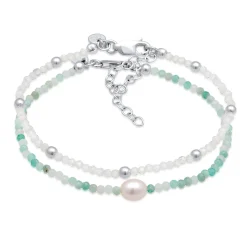 Elli "ArmbandSet Perlen | Mondstein, Süßwasserzuchtperle< Perlen|Armbänder