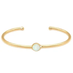 Elli "Armreif | Opal ( Weiß )< Armbänder|Vergoldet