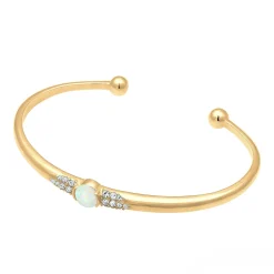 Elli "Armreif | Opal (Weiß)< Armbänder|Vergoldet