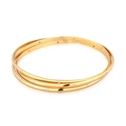 Elli "Armreif Verschlungen | Zirkonia (Weiß)< Vergoldet|Armbänder